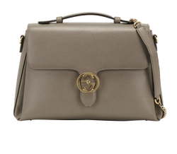 Interlocking G Chain Shoulder Bag, Leather, Grey, 520981, S/DB, 1*